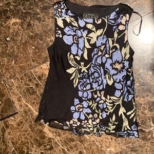 Black Top with Pastel Colored Floral Design